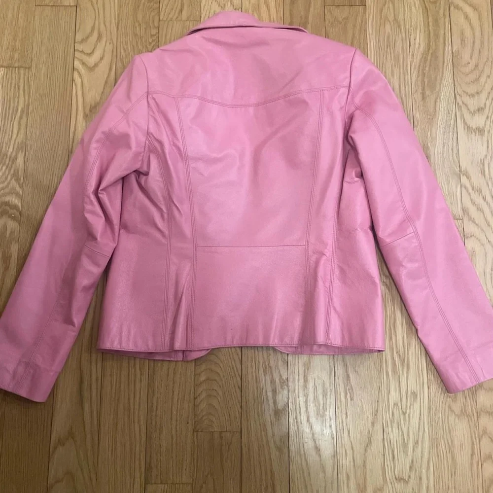 Pink Women's Leather Jacket - Picture 3 of 3